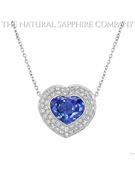 5.37ct Natural Blue Sapphire Heart Shaped Pendant with 1.02cts of diamonds