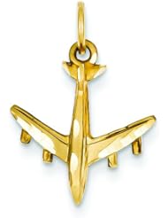 14K Gold Airplane Charm Jewelry FindingKing