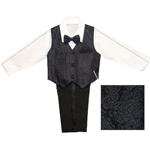 Baby Infant and Toddler Boys Jacquard Slacks Mini Tuxedo Sets - Black - Boy's 9 months - 4T available