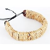 Chuvora Natural Plant Root Cord Cuff Bracelet with Adjustable Slide Closure