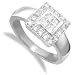 Jewelco London 18 carat solid white gold 0.37 carat princess-cut Fine Diamond square shaped chunky cluster Ring