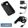 Black Durable Flexible Soft Silicone Skin Case + Car Charger + Home Charger For Sprint Samsung SPH-M800 Instinct Cell Phone