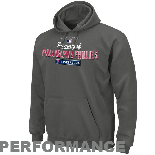 MLB Men's Philadelphia Phillies Property Of Long Sleeve Hooded Fleece Pullover (Pro Granite, Large)