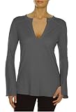  : Beyond Yoga Pima Modal Long Sleeve Henley (Graphite Gray, Small)