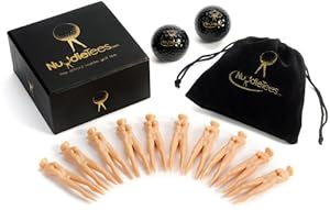 Official Golf Tee Lady by NuddieTees.com - Includes 10 Nudie Lady Golf Tees, 2 Collectable Black Colored Golf Balls & BONUS Accessories Bag, Kit Doubles as Divot Repair Tool & Ball Marker - The Perfect Funny Gag Gift or Gadget for Golf Lovers!