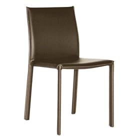 Set of 2 Bonded Leather Dining Chairs- Brown by