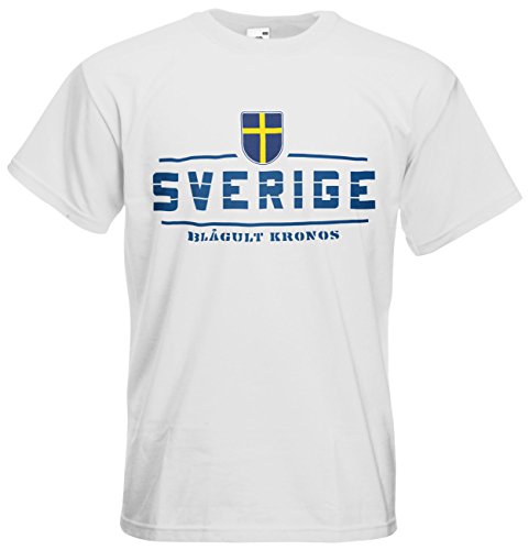Schweden Sverige EM 2016 Fanshirt T-Shirt Trikot (Weiß, L)