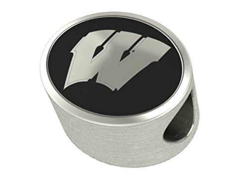 Wisconsin Badgers College Bead Fits Most Pandora Style Bracelets Including Pandora, Chamilia, Biagi, Zable, Troll and More. High Quality Bead in Stock for Immediate Shipping