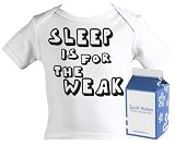 Spoilt Rotten - Sleep Is For The Weak II Baby & Toddler Retro T-Shirt 100% Organic Sizes 0-6 months WHITE + in funky Milk Carton