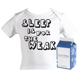 Spoilt Rotten - Sleep Is For The Weak II Baby & Toddler Retro T-Shirt 100% Organic Sizes 0-6 months WHITE + in funky Milk Carton