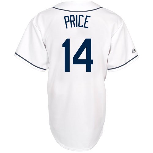 MLB Men's Tampa Bay Rays David Price White Home Short Sleeve 6 Button Synthetic Replica Baseball Jersey Big & Tall Spring 2012  (White, XXX-Large)