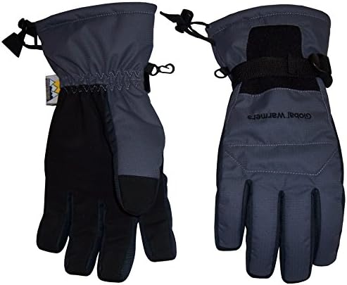 N'Ice Caps Men's Thinsulate and Waterproof Premium Winter Ski Gloves (Large, Charcoal/Black)