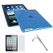 rooCASE 3n1 Flex Gel TPU (Dark Blue) Wave Case / Capacitive Stylus / Anti-Glare Screen Protector for Apple iPad 2 Wifi / 3G Model 16GB, 32GB, 64GB