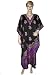 Resort Wear Womens Paisley Print Satin Crepe Caftan Kaftan Black Purple Evening Dress