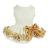 Fitwarm Elegant Lace Pet Clothes for Dog Dress Wedding Apparel Shirts, White, Small