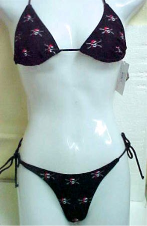 Pirate Skull & Crossbones Print String Bikini Red Hat POTC