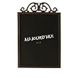 French Country Provincial Aged Cast Iron Scroll Topped Slate Look Message Board Blackboard