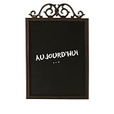 French Country Provincial Aged Cast Iron Scroll Topped Slate Look Message Board Blackboard