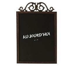 French Country Provincial Aged Cast Iron Scroll Topped Slate Look Message Board Blackboard