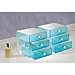 InterDesign 3 Drawer Storage Organizer for Cosmetics, Makeup, Beauty Products and Office Supplies, 4 Pack, Aqua
