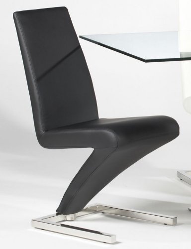 Sabrina Side Chair with Z Frame in Black Upholstery - Set of 2