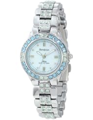 Armitron Womens 75/3689MPSVBG Blue and Green Swarovski Crystal Accented Silver-Tone Bracelet Watch