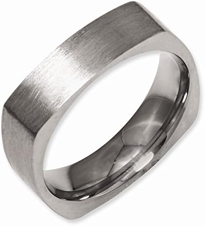 Titanium Square 6mm Satin Wedding Band Ring, Size 9.5, Jewelry Rings For Men