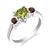 Sterling Silver 1.50 cts Trillion Peridot & Round Garnets Ring Size 8