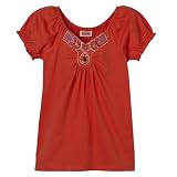 Girls' Mossimo Supply Co. Short-Sleeve Embroidery Top - Mango Fizz