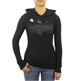 Womens Hurley black pullover hoodie. Very high quality skate, surf brand sweater with a head turning printed logo design on the front of the top. Great authentic sweatshirt to match with various casual styles.