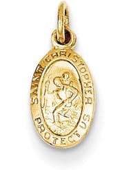 14k Yellow Gold Saint Christopher Medal Charm. Metal Wt- 0.3g