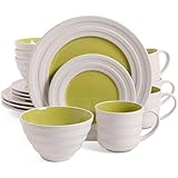 Isaac Mizrahi Caribbean Color 16-Piece Dinnerware Set, Kiwi