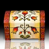 Romantic Trunk Tulip Flower Wood Polish Jewelry Keepsake Chest