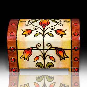 Romantic Trunk Tulip Flower Wood Polish Jewelry Keepsake Chest