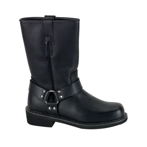 HARNESS BOOT MENS SIZING Gothic Punk Combat Calf Boot Low Heel Black Leather
