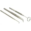 3 Dental Pick Inspection Mirror Bent Nose Tweezers Tool