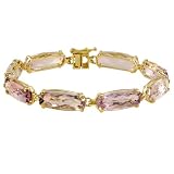 10k Yellow Gold Cushion Cut Pink Quartz Bracelet, 7