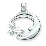 Sterling Silver Moon and Stars with CZ (Cubic Zirconia) Pendant with 20 inch Sterling Silver Chain