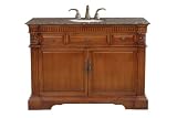 50 Inch Carved Traditional Single Sink Vanity (Light Walnut) (36H x 50W x 22D)