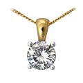 18ct Yellow Gold 2.00ct Certified IJ/I Diamond Solitare Pendant + Chain