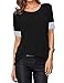 Leadingstar Womens Casual Round Collar Spliced Short Sleeve T-Shirt Blouse Tops
