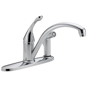 Delta Collins 340-DST Single Handle Kitchen Faucet with Integral Spray, Chrome: Home Improvement