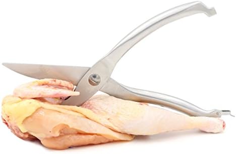 Kitchen Scissors: HomeBeck® One-Hand Function Multipurpose Shears with Safety Lock,Professional Kitchen Cutlery Shears,10-inch,Silver