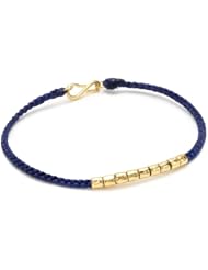 Tai Navy String Bracelet with Gold-Plated Charms, 7"