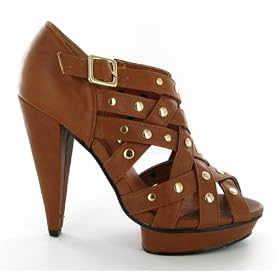 Ladies Tan High Heel Gladiator Shoes Womens Sizes 3-8