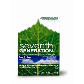 Seventh Generation Natural Automatic Powder Dishwashing Detergent, Free & Clear, 45-Ounce Boxes (Case of 12)