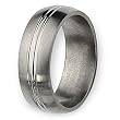Brushed and Polished Grooved Titanium Ring (8.0 mm) - Sizes 8.5-12.5