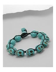 Skull Cotton Waxed Thread Turquoise Bracelet