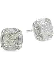 10k White Gold Diamond Cushion Cut Stud Earrings (1/2 cttw, H-I Color, I2-I3 Clarity)