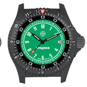 New Stryker Military Analog Quartz Timepiece IP Black Green Dial Second Time Zone Markings